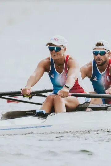 Perle Bouge et Benjamin Daviet, para aviron, aux Jeux Paralympiques de Paris 2024