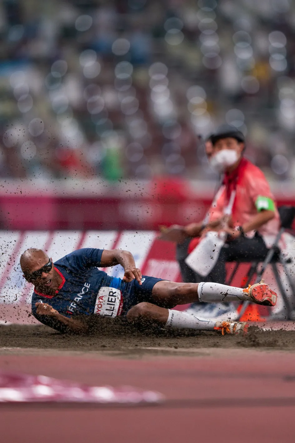 Ronan Pallier lors de la finale du saut en longueur T11 des Jeux Paralympiques de Tokyo 2020