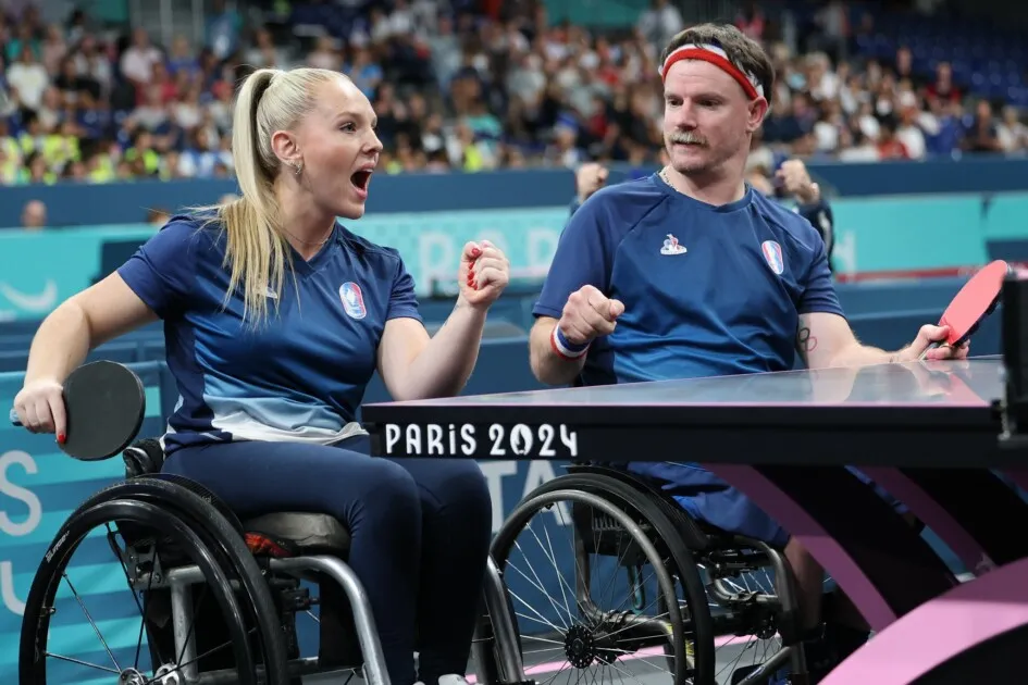 Flora Vautier et Florian Merrien, para tennis de table, aux Jeux Paralympiques de Paris 2024