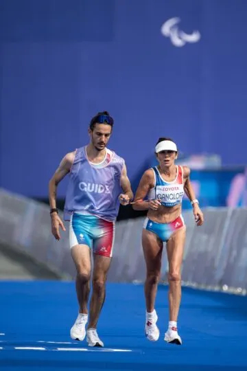 Rosario Gangloff Murcia et Mathieu Leroux, marathon T12, aux Jeux Paralympiques de Paris 2024